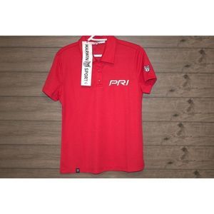 NWT Men's Red Marwin Sports PRI logo polo Size Medium